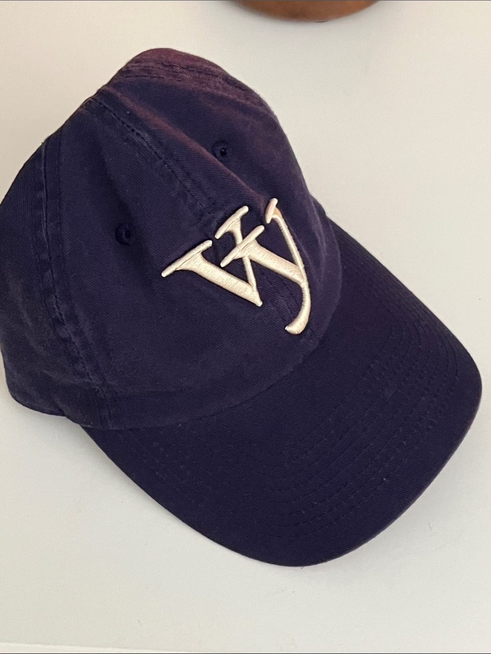 Women's Navy Baseball Cap with White Embroidered Monogram